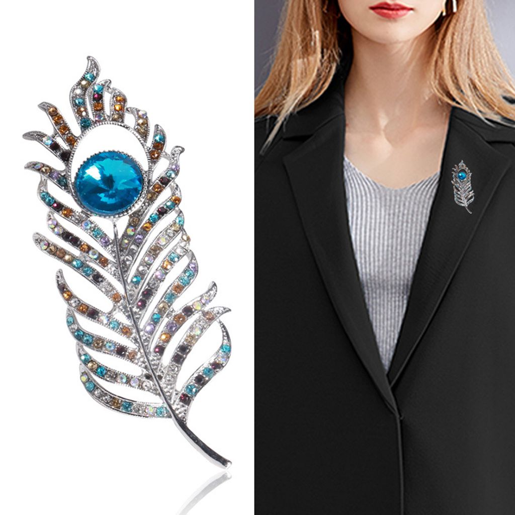 Elegante stilvolle Brosche Strass Feder Brosche Anzug Dekor Kostüm Zubehör