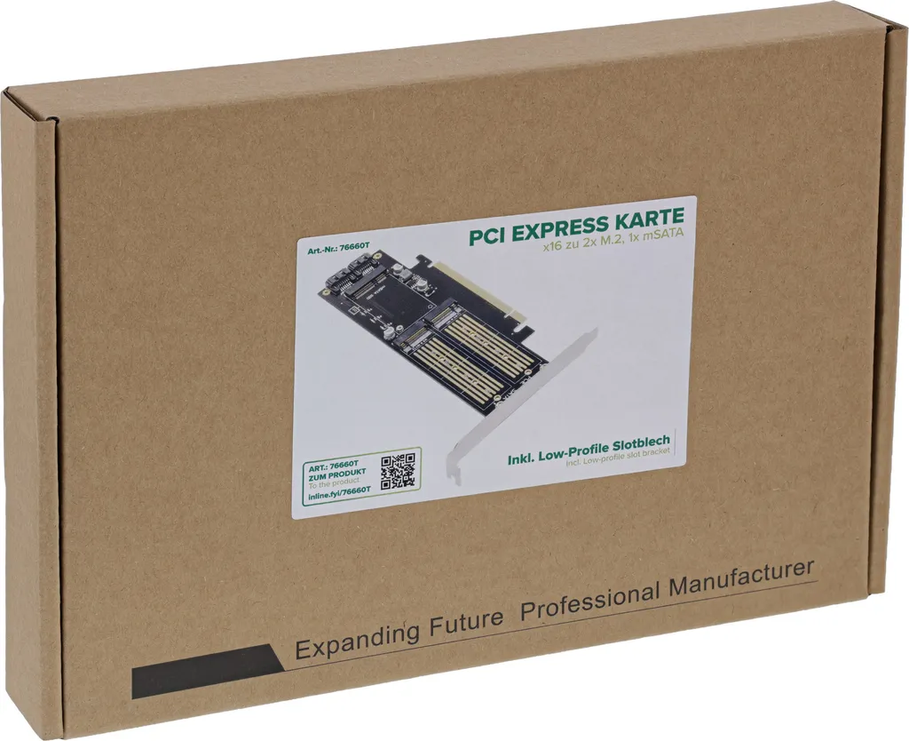 Carte PCIe x16 Triple Interface M.2 mSATA InLine avec Support SSD - 9