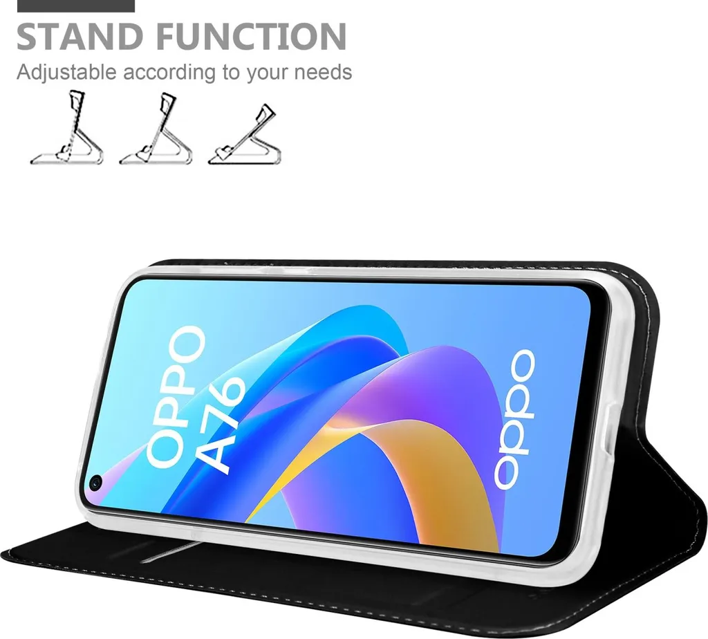 Cadorabo custodia per cellulare per Oppo A36 / A76 / A96 4G / K10 4G / Realme 9i custodia protettiva in nero Cover Etui Book Case - 4