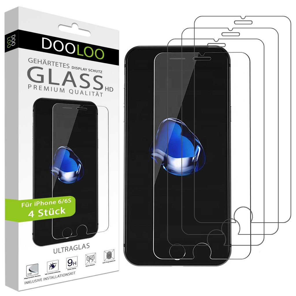 4x iPhone 6/6S Panzerglas Panzerfolie Schutzglasfolie Produktbild 