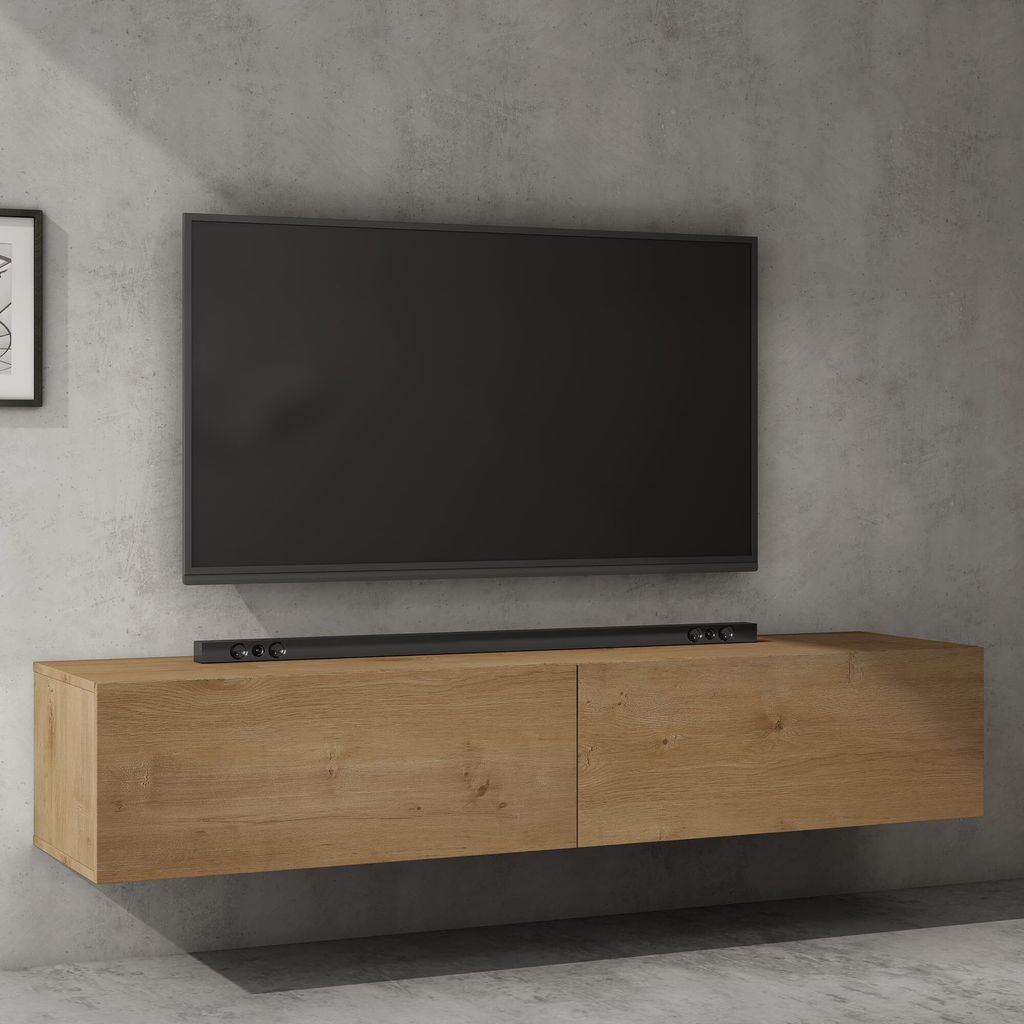 doporro TV Lowboard TV-Schrank Fernsehschrank Holz Hängend Produktbild 4