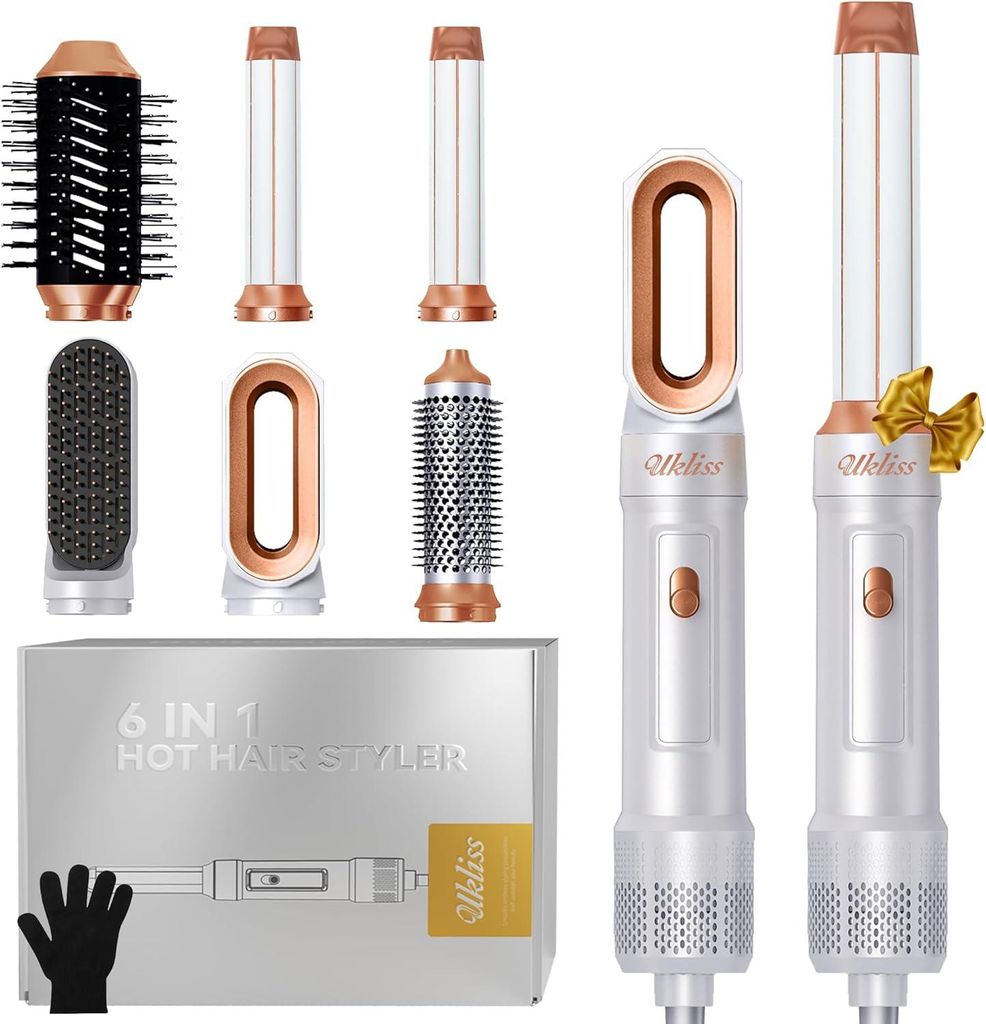 6 in 1, Airstyer & Ionen Haartrockner Set mit Automatisch Lockenstab, Thermal Brush, Rundbürstenföhn, Hair Dryer,Warmluftbürste, Multistyler Ges...