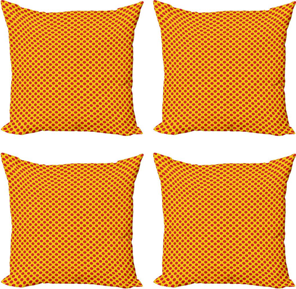 ABAKUHAUS Tupfen Kissenbezug Set (4 Stück), Energetische Runde Formen, Moderner Doppelseitiger Digitaldruck, 40 cm x 40 cm, Erde Gelb Vermilion
