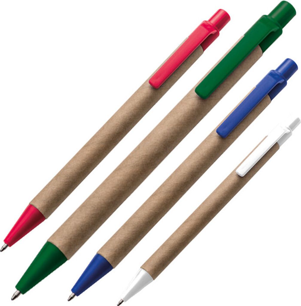 40x Kugelschreiber aus Pappe / 4 verschiedene Farben