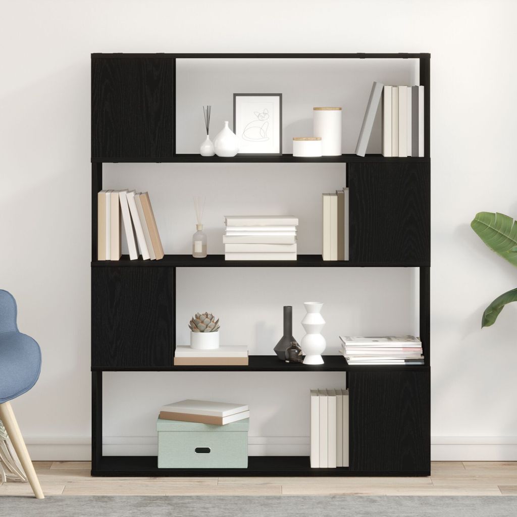 Bücherregal Schwarz Eiche 100x24x124 cm Holzwerkstoff, TV-Schränke DesignMöbel Neu