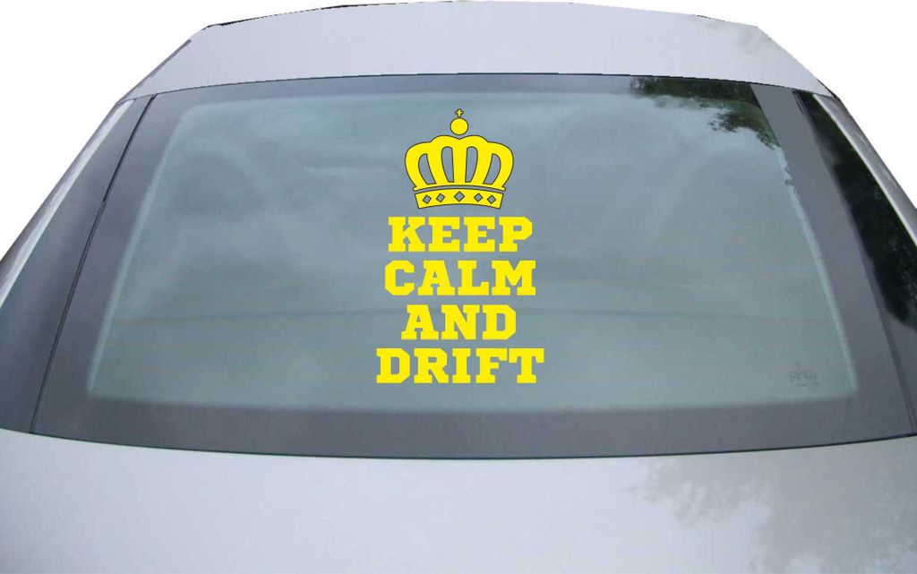 Indigos UG - Aufkleber Heckscheibe & Motorklappe DE6417 - gelb - 600x366 mm - keep calm and drift - Auto Scheiben Fenster Heckklappe Tuning Racing ...