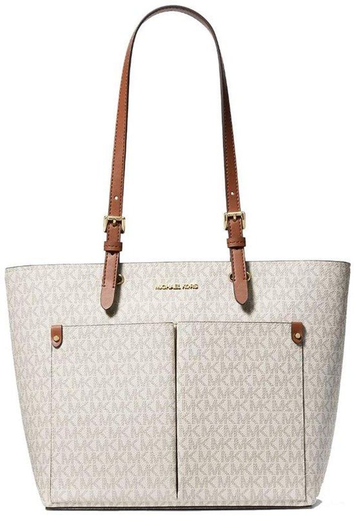 Handtas in vanille, medium, met twee zakken