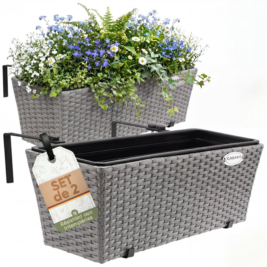 2x Bac à fleurs 11 litres support de montage intérieur Image du produit 