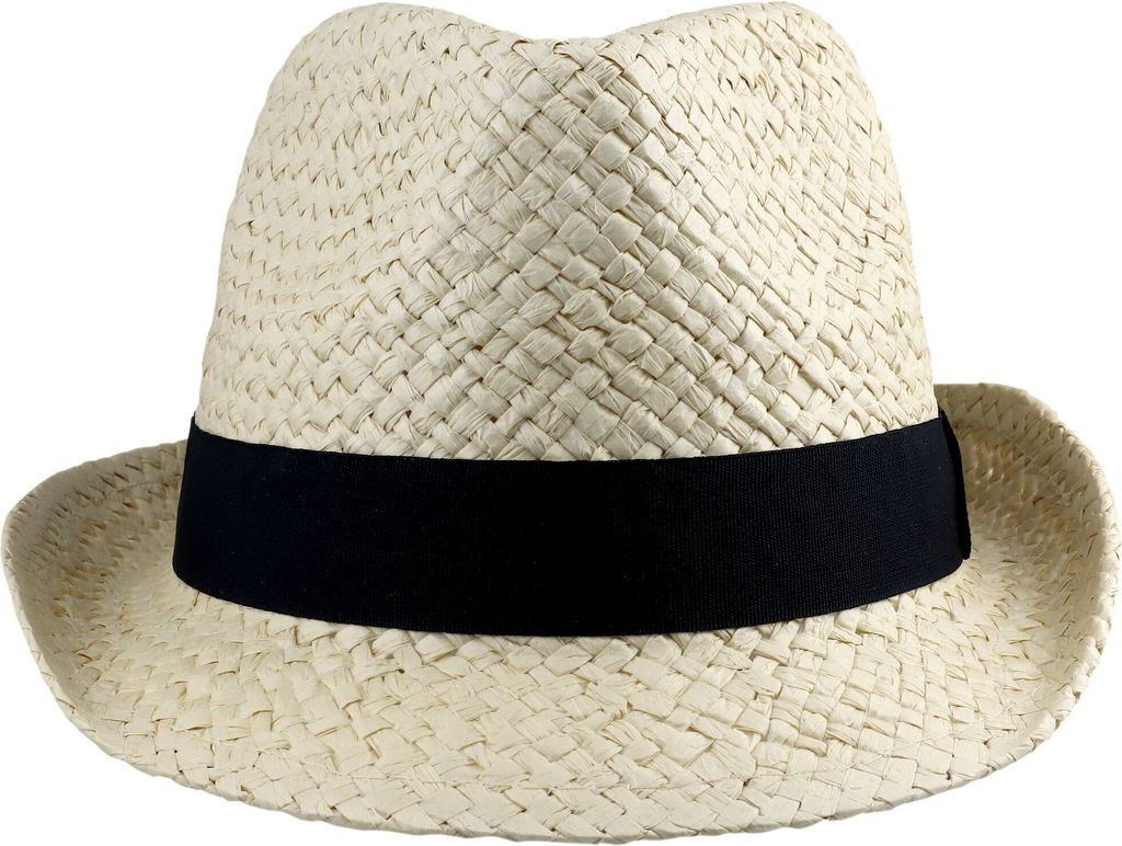 Trilby Festival Strohhut schwarzes Band L/XL Sonnenhut Kopfbedeckung Hut Papierstroh