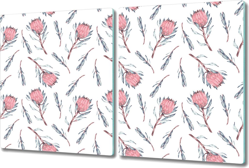 Glas Schneidebrett Herdabdeckplatten Schneideplatten - 2x 40x52 cm - Proteablumen