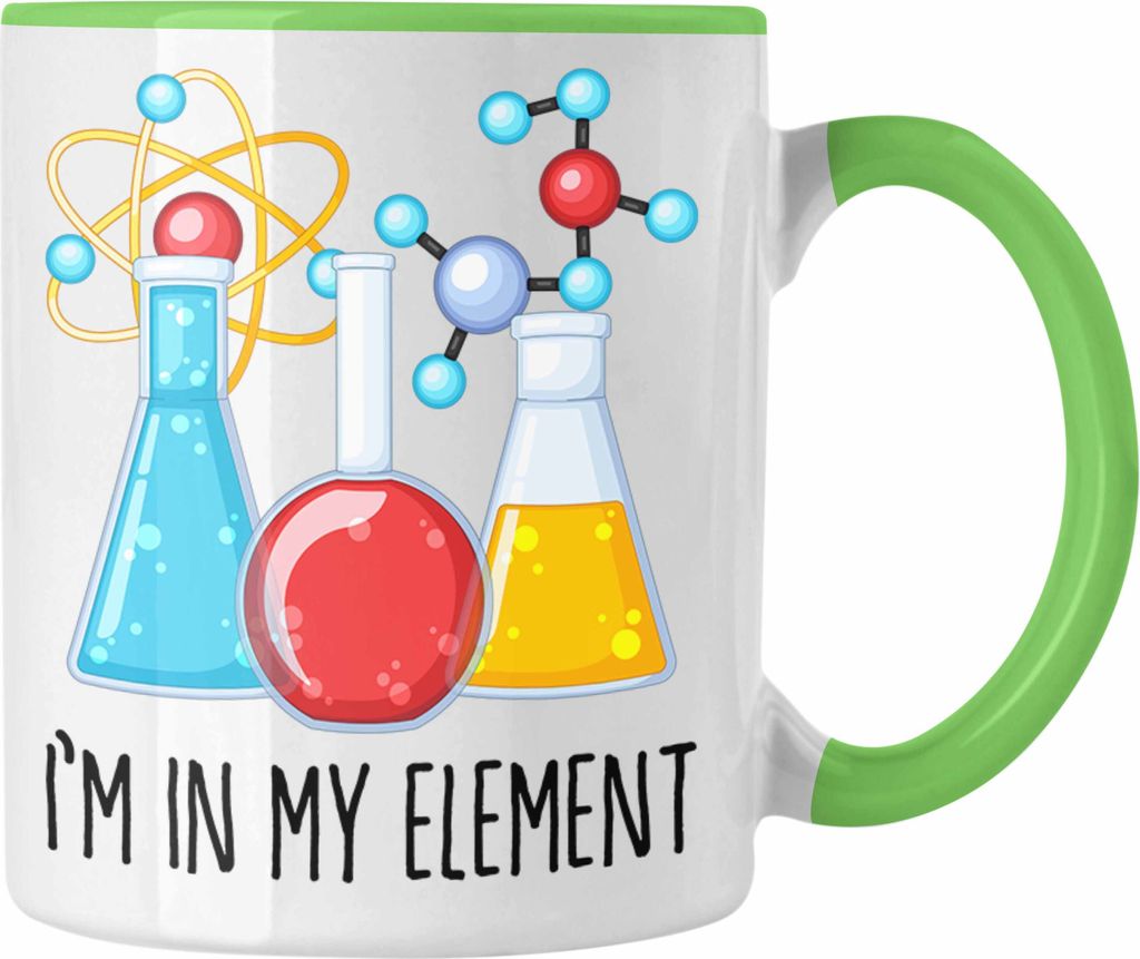 Trendation - Chemiker Tasse Geschenk Im In My Element Kaffeetasse Chemie Student Lehrer (Grün)