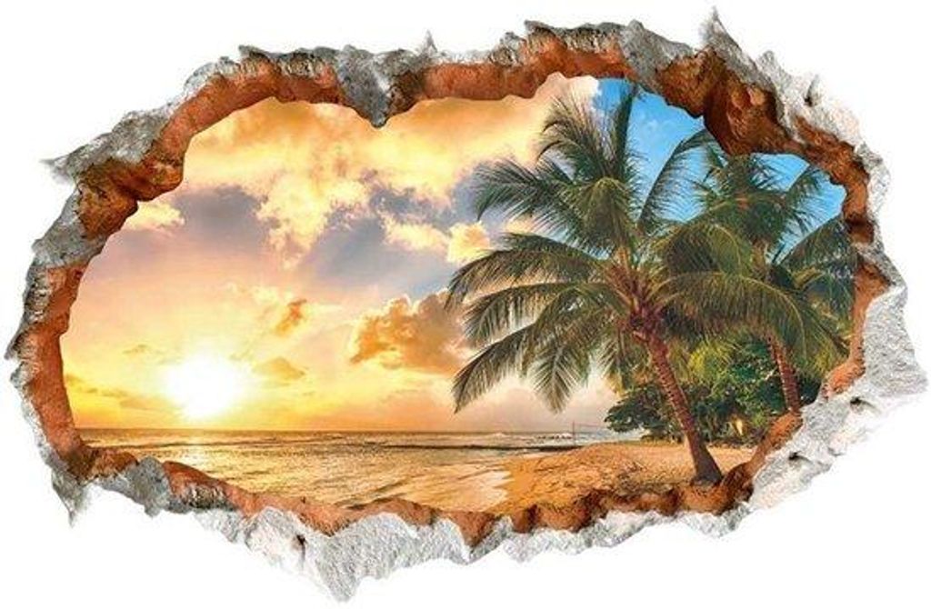 3D Wandsticker Sonnenuntergang 90x60 cm Strand Poster