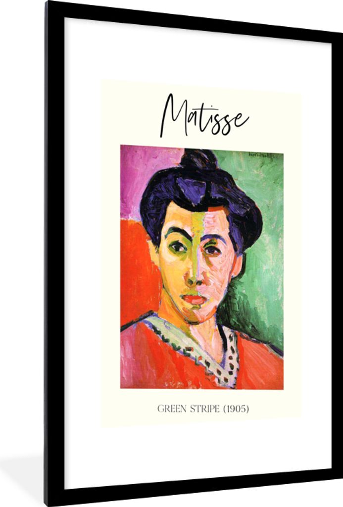 MuchoWow Gerahmtes Poster Grüner Streifen (1905) - Matisse - Kunst 60x90 cm - Poster mit Schwarzem Bilderrahmen Wandposter Rahmen Foto Bilder - ...