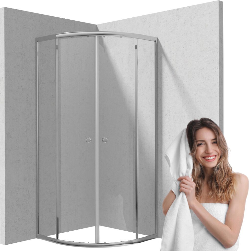 Deante | Duschkabine Cilantro - Halbrund - 185 x 90 cm - Chrom - Herausnehmbare Rollen