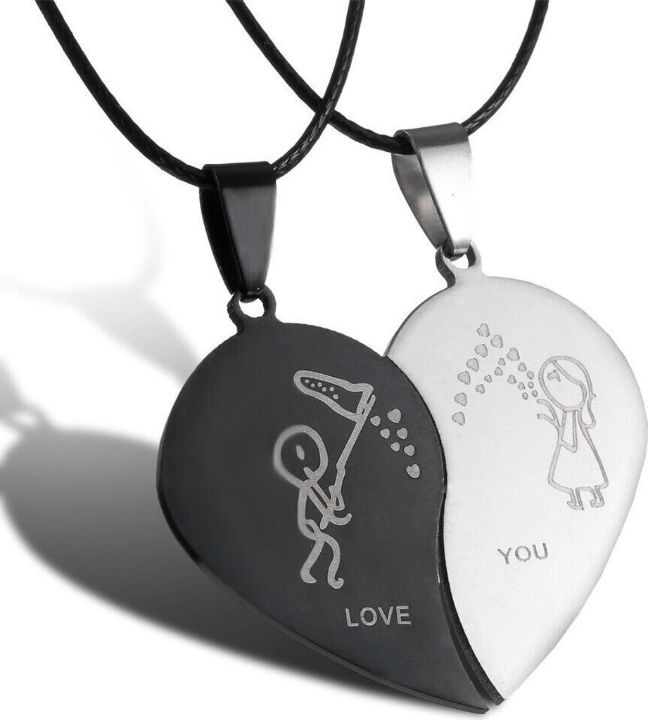 Partner Halskette Set -Love You- Liebe Herz Anhänger Liebe Produktbild 