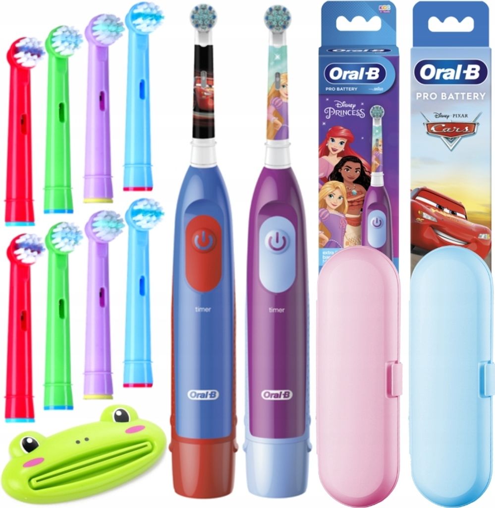 Oral-B | Elektrische Zahnbürsten - DB5510 Kids - Prinzessin und Cars - Mit Etui und 8 Ersatzköpfen