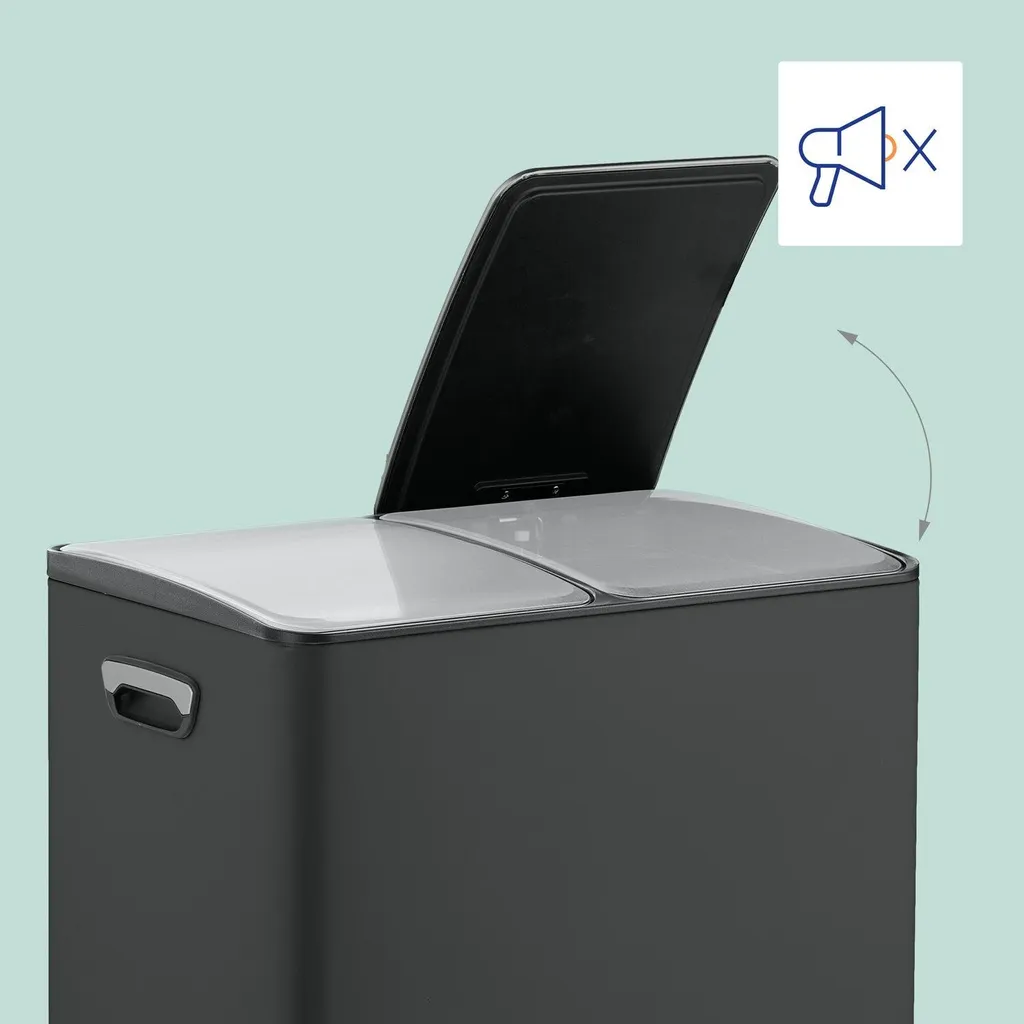 Poubelle de cuisine 60L pour tri sélectif facile avec pédale métal