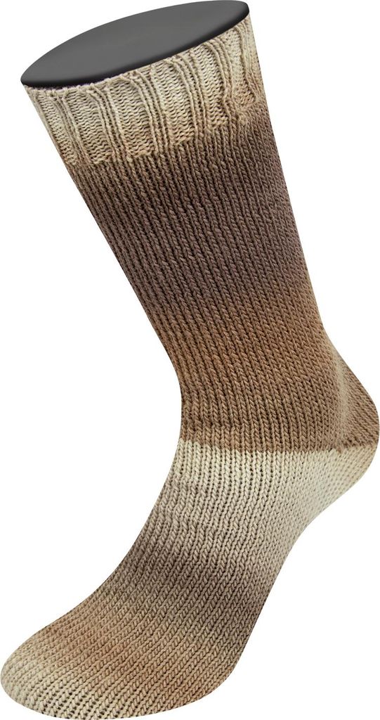 Lana Grossa MEILENWEIT 100 g Color Mix 4-fach Sockenwolle mit leuchtendem Farbverlauf 400 m Farbe 8066 - Khakibraun/-beige/Taupe/Graubraun