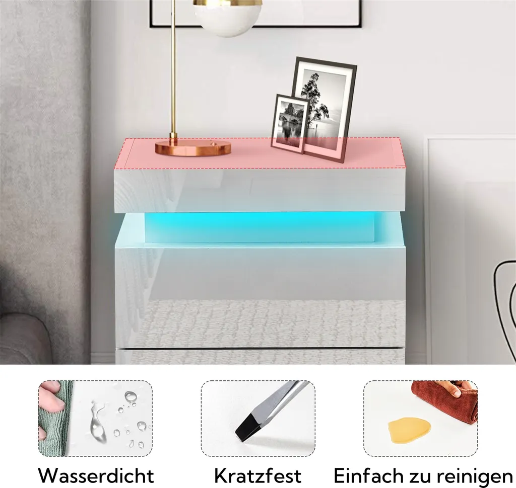 Petite commode blanche 3 tiroirs pour optimiser le rangement du lit - 5