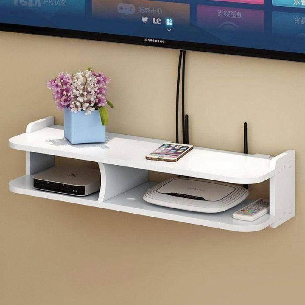 Schwebendes Wandregal mit Organizer für TV-Box, Set-Top-Box, Router und WLAN-Halterung – 50 cm