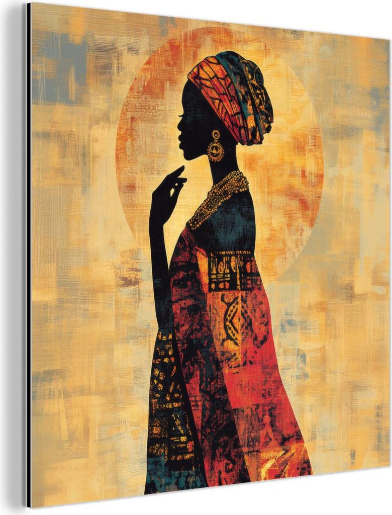 MuchoWow Wanddekoration Metall Metallbild Wandkunst 20x20 cm Frau - Scherenschnitt - Muster - Verschnörkelt MuchoWow Aluminium Gemälde - Alu Dibo...