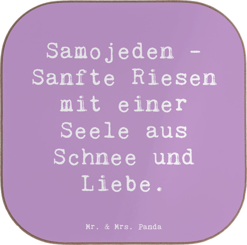 Mr. & Mrs. Panda Holzuntersetzer Spruch Samojede Liebe - Lavendeltraum - Geschenk, Coaster, freundliches Wesen, Hunderasse, Hunde, treue Begleiter,...
