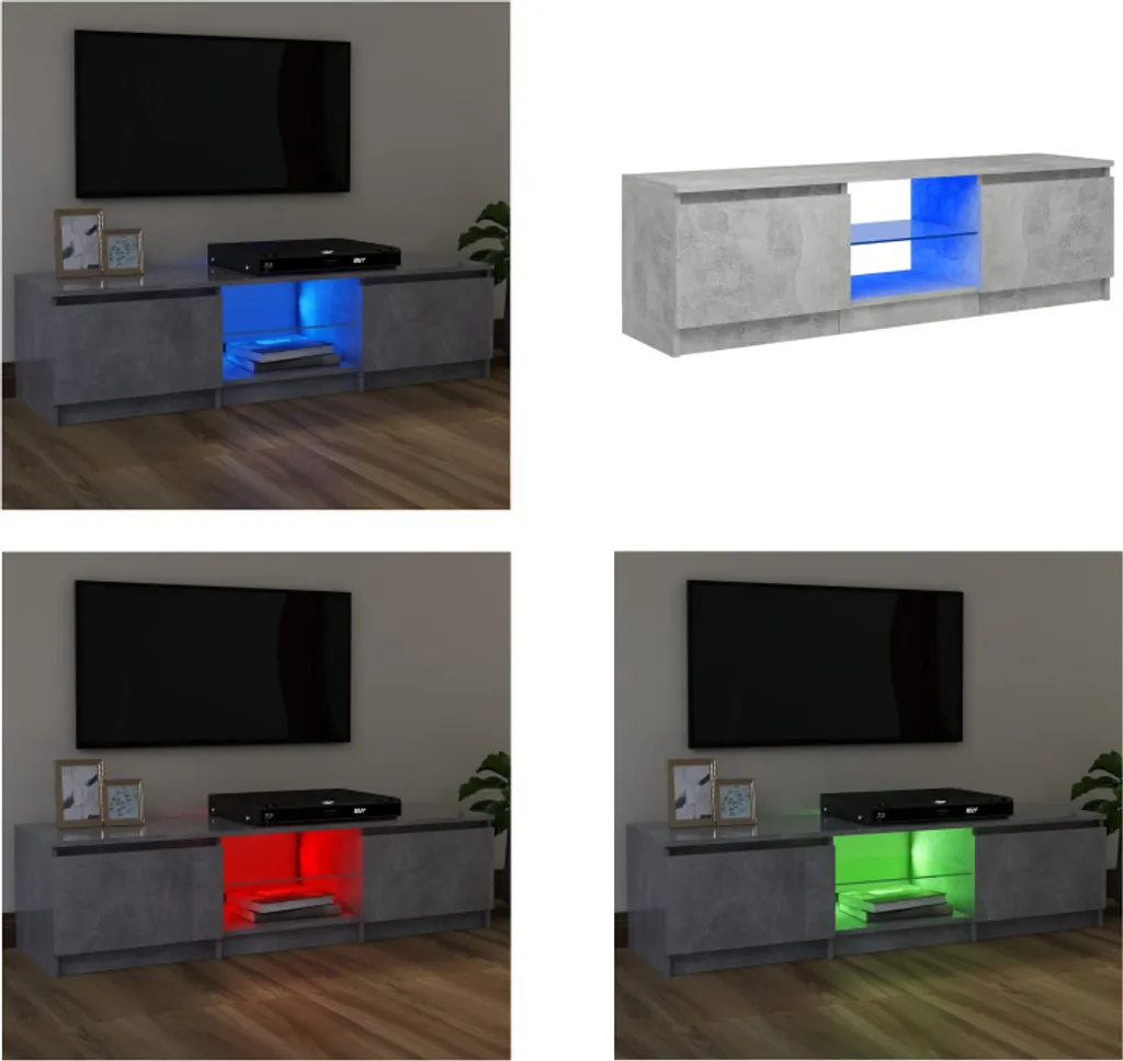 mobile TV vidaXL con luci LED grigio cemento 120x30x35,5 cm - mobile TV - mobile TV - mobile TV con LED - mobile TV