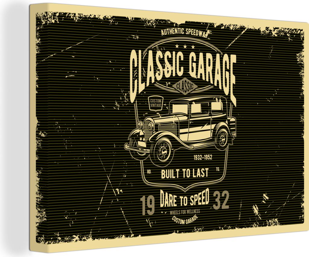 OneMillionCanvasses - Leinwandbilder - 150x100 cm, Mancave - Auto - Retro - Schwarz, Wandbilder Kunstdruck Wanddekoration