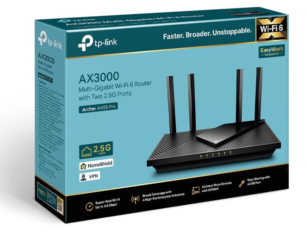 TP-Link Archer AX55 Pro, Wi-Fi 6 (802.11ax), Dual-Band (2,4 Produktbild 