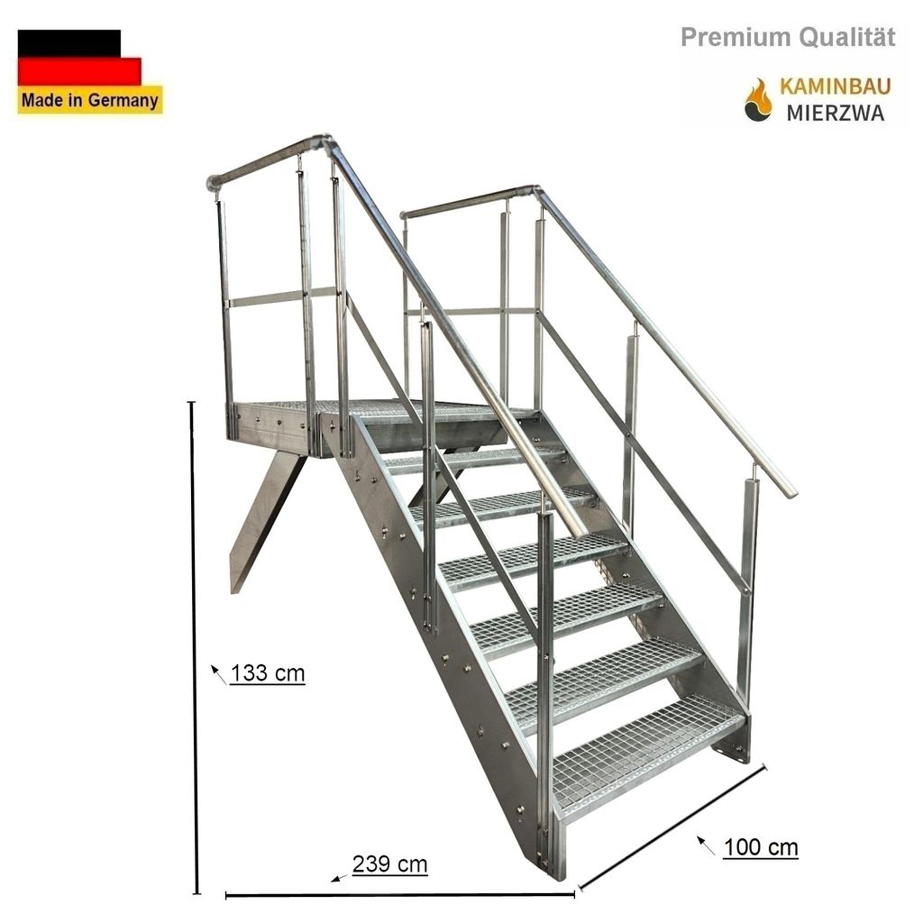 Podesttreppe Wangen- Stahltreppe 7 Stufen Höhe 133cm Produktbild 