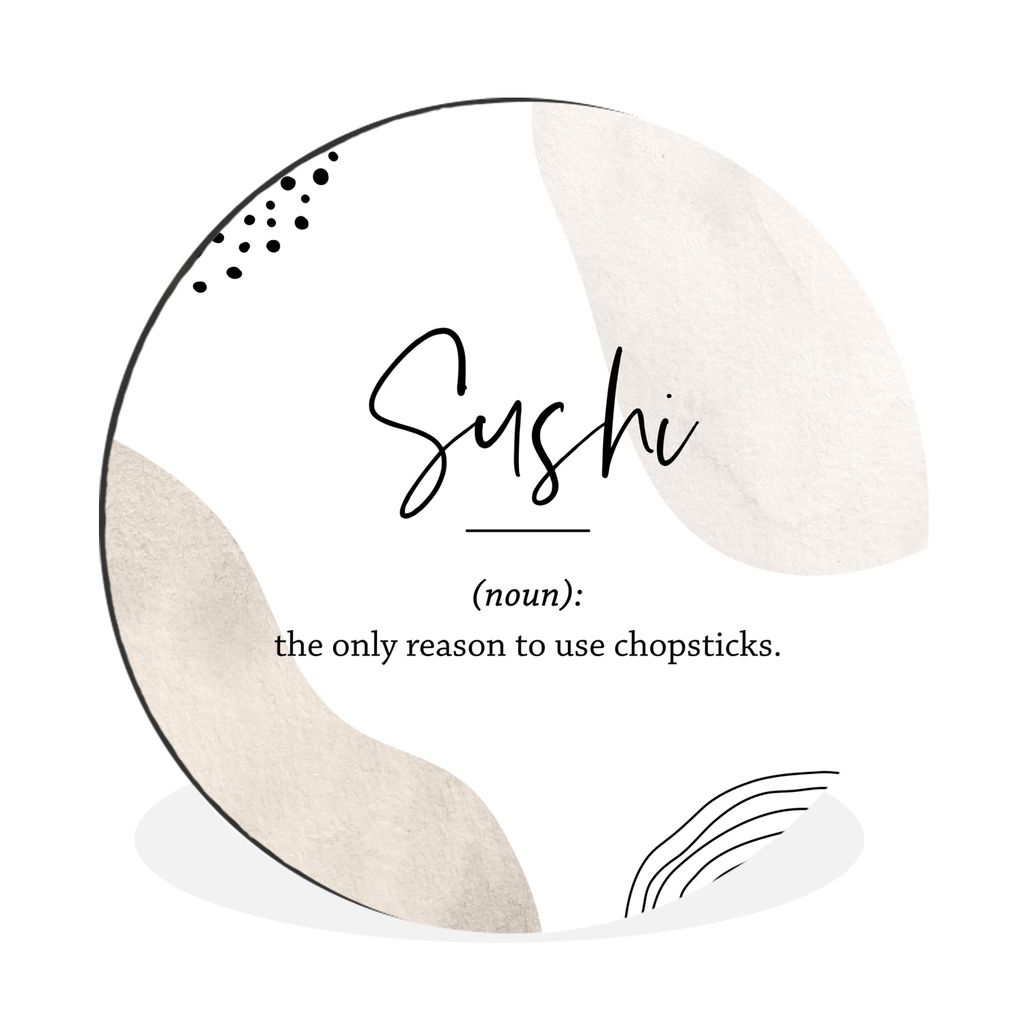 MuchoWow Aluminium Wandkreis Sprichwörter - Sushi - Wörterbuch - Zitate - Sushi-Definition Ø 90 cm Wanddeko Modern Wohnzimmer - Mauerkreis - W...