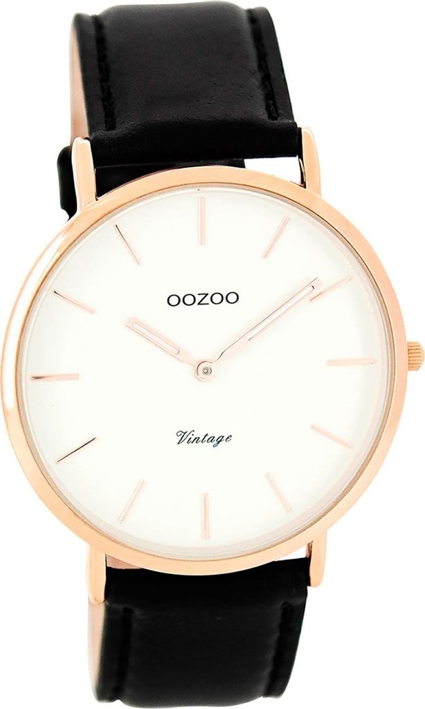 Oozoo Quarz-Uhr Damen Herren rose Vintage 40mm Lederarmband schwarz D2UOC7761
