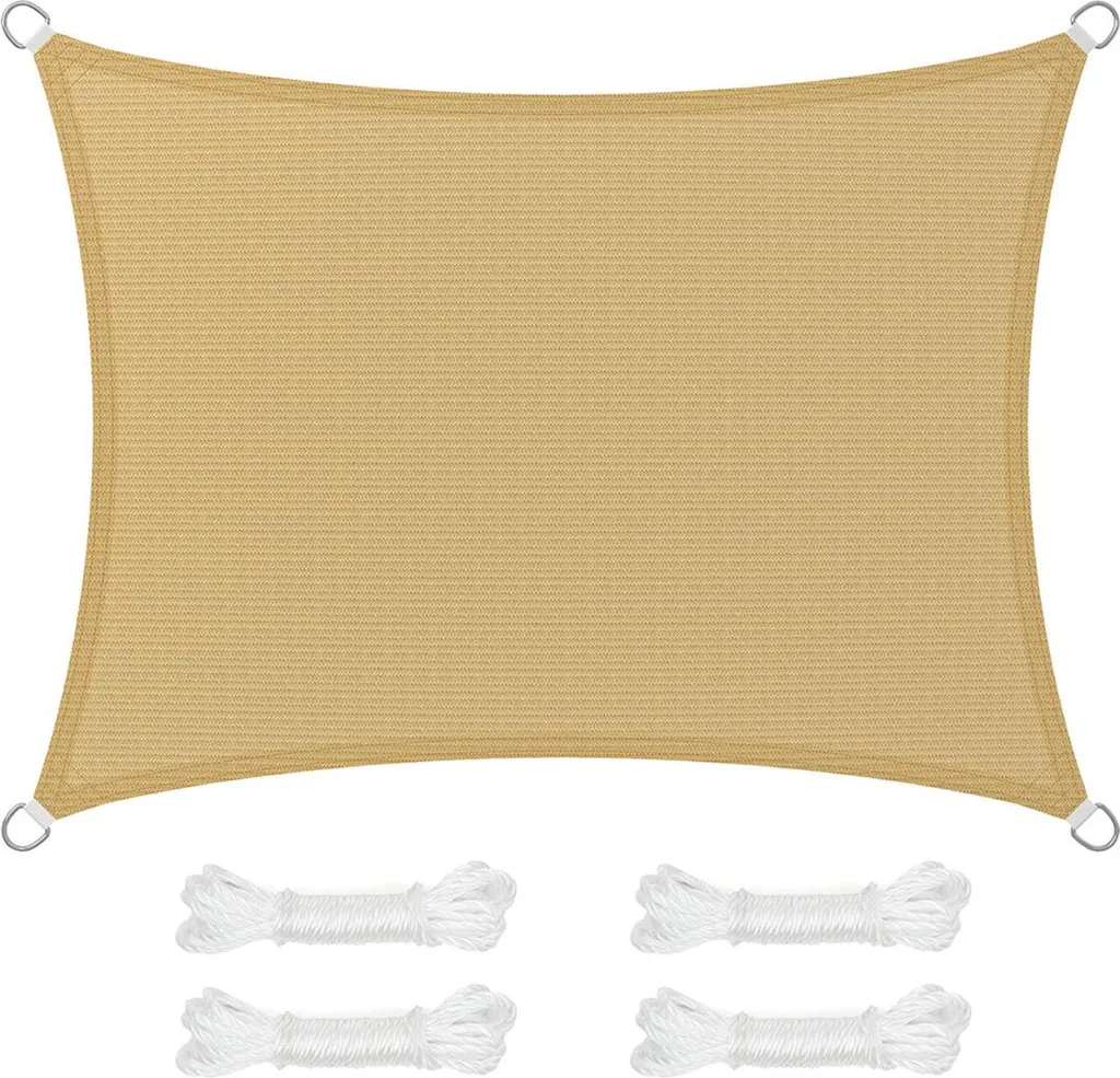 Voile d'ombrage HDPE jaune sable 3x4m résistante et anti-UV 180g