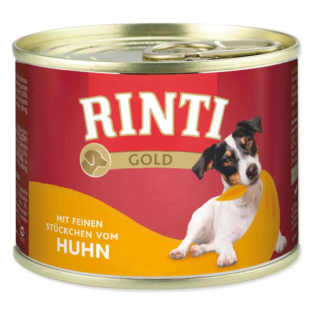 Pâtée riche en viande Rinti Or Poulet 185g pack de 12 sans céréales