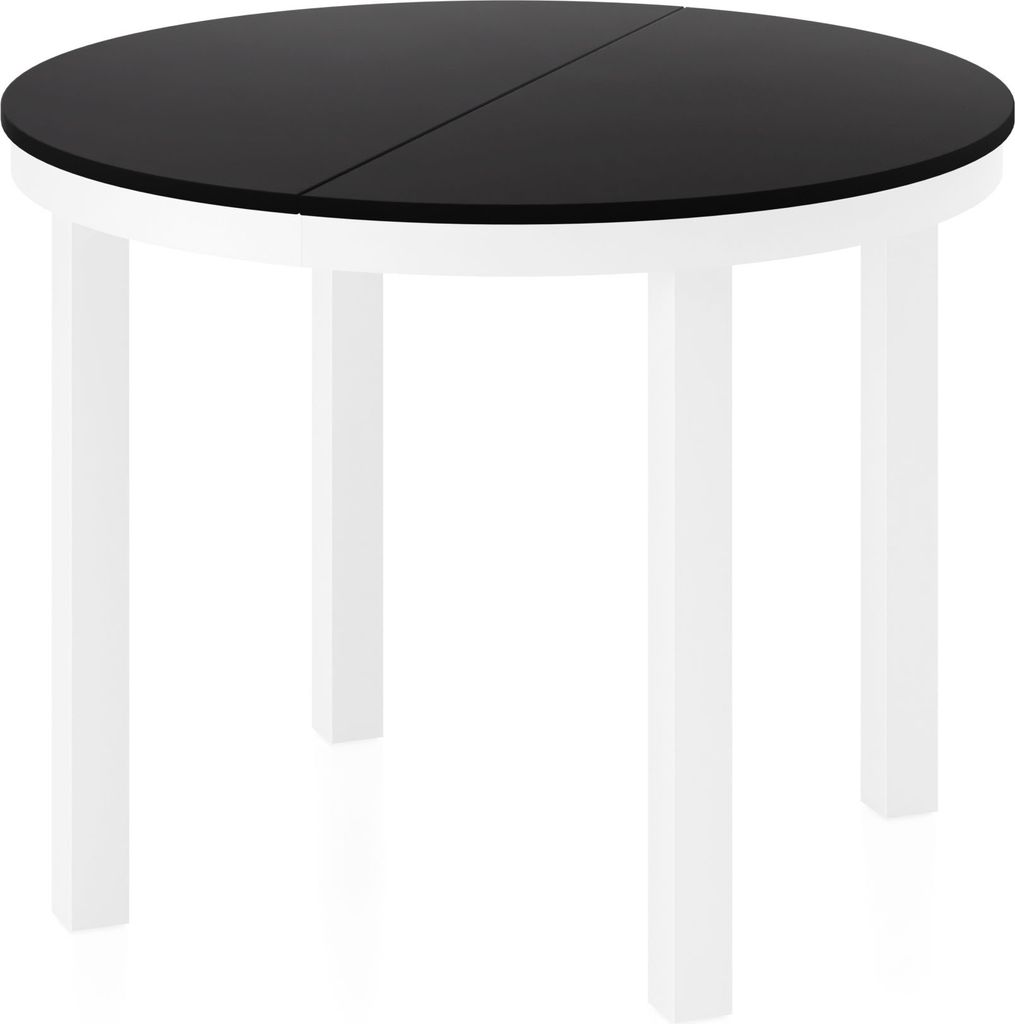 Runder Ausziehbarer Esstisch mit Weißem Metallgestell – Tisch mit Weißen Metallbeinen im Loft-Stil – Platzsparender Tisch für Wohnzimmer, Es...