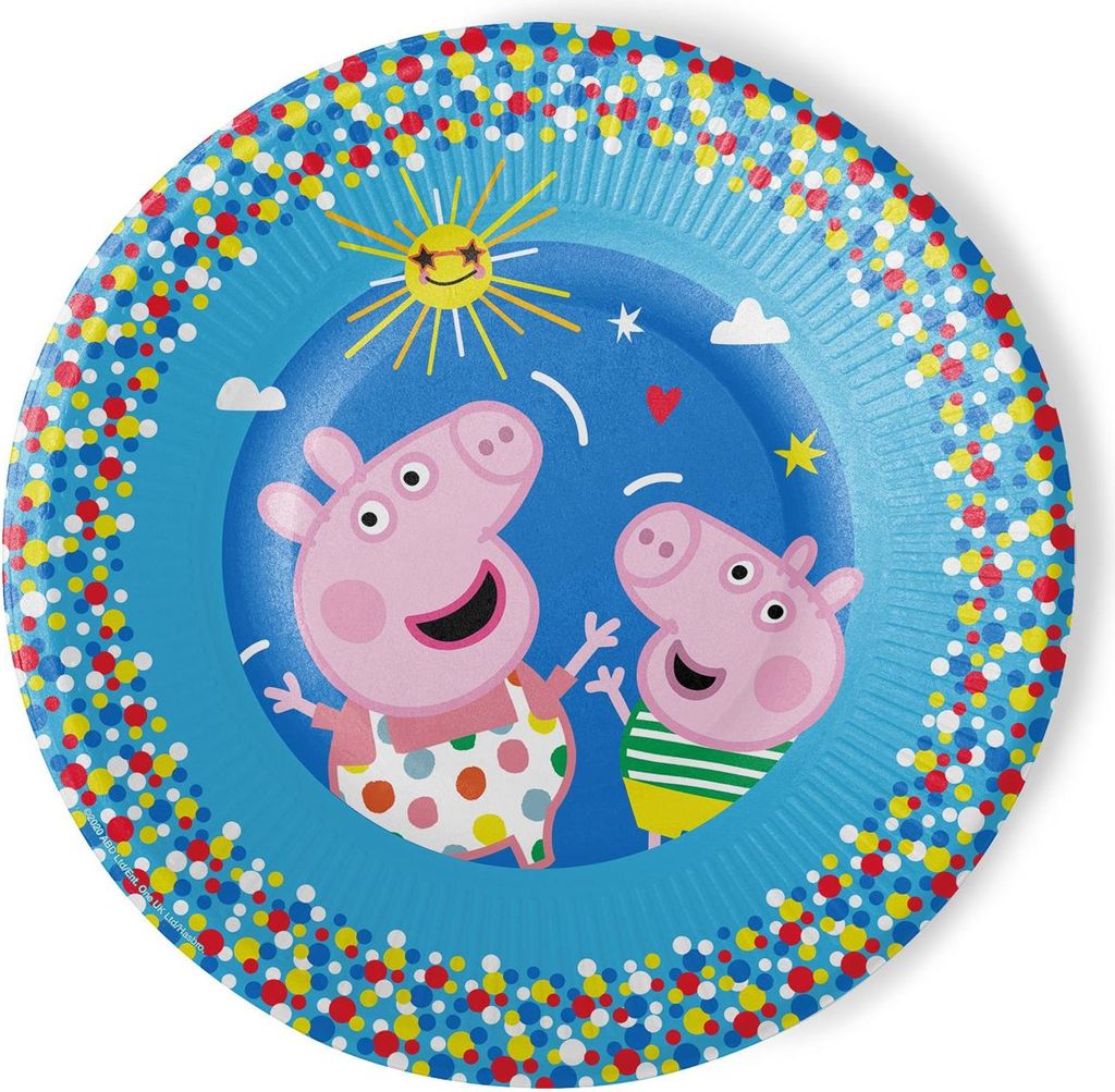 Papp-Teller Peppa Pig 23cm 8 Stück Papierteller für Kinder Produktbild 