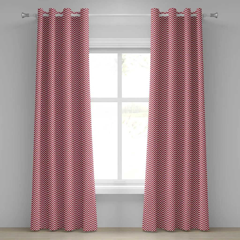 Tende ABAKUHAUS Retrò Zigzag Corallo Scuro Bianco 280 x 245 cm