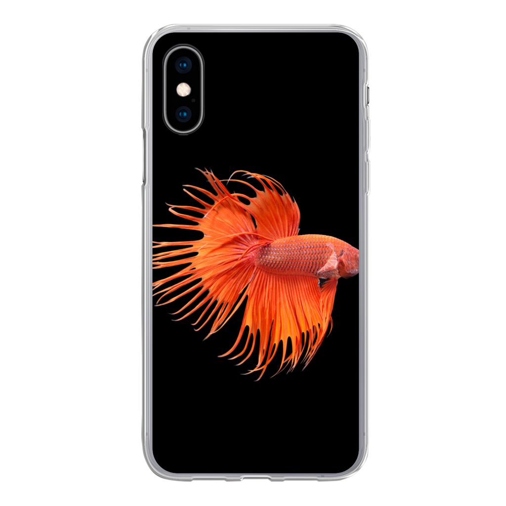 MuchoWow Handyhülle Schutzhülle Hülle für iPhone X Fische - Wilde Tiere - Schwarz Silikon Softcase Handy Hülle - Handyhülle