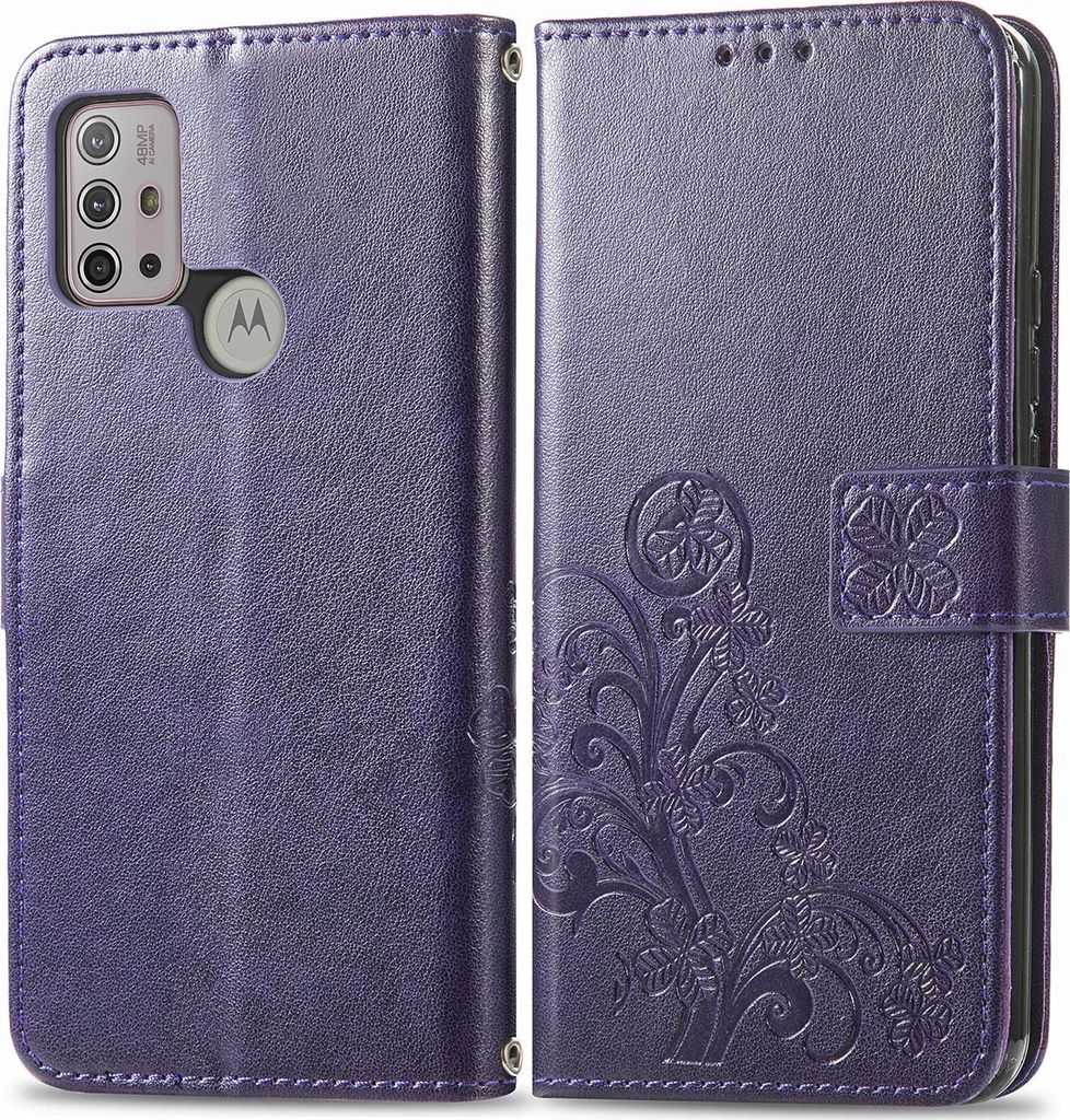 Mobigear Clover Motorola Moto G10 Hülle Klapphülle Geldbörse - Lila