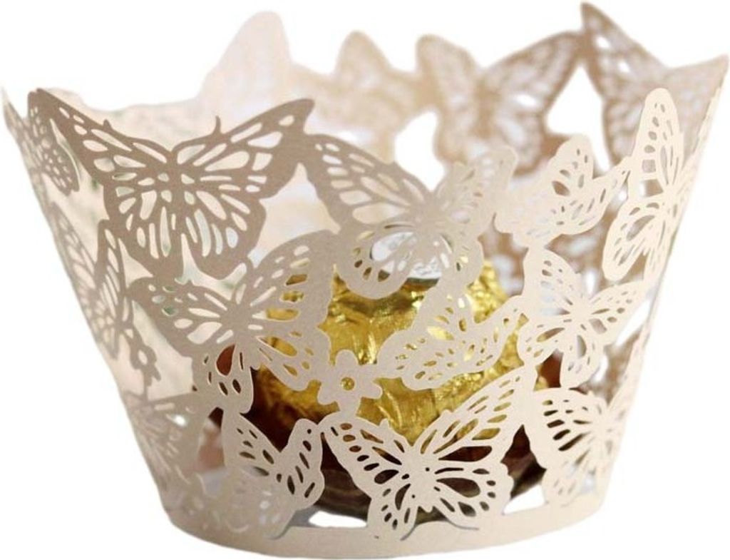 50Pcs Einweg-Papier Cupcake Wrappers, Künstlerische Backen Kuchen Papier Tassen, Laser Cut Wrapper Dekoration Für Hochzeit Party Candy Choclate