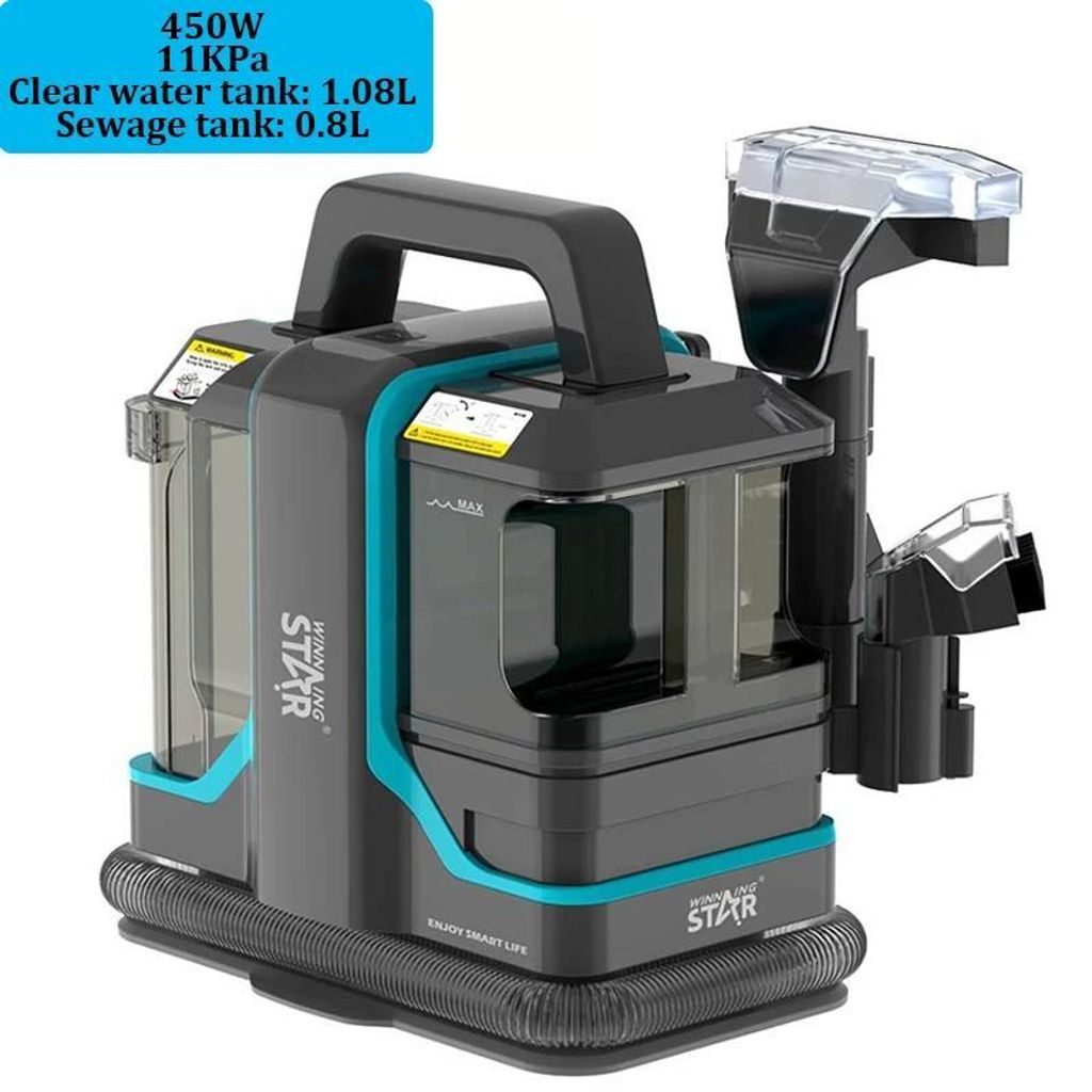 Mobiler Teppichreiniger - Handlicher Fleckenentferner Waschsauger - 450W 11kPa Saugkraft - Sprüh- und Saugfunktion - 1080 ml Tank - Für Auto, Sof...