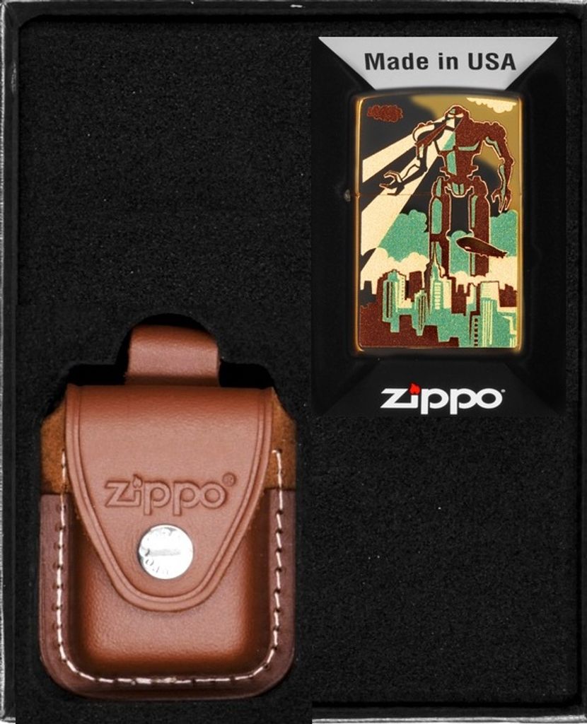 ZIPPO Feuerzeug-Set ROBOT IN CITY DESIGN Geschenk No4