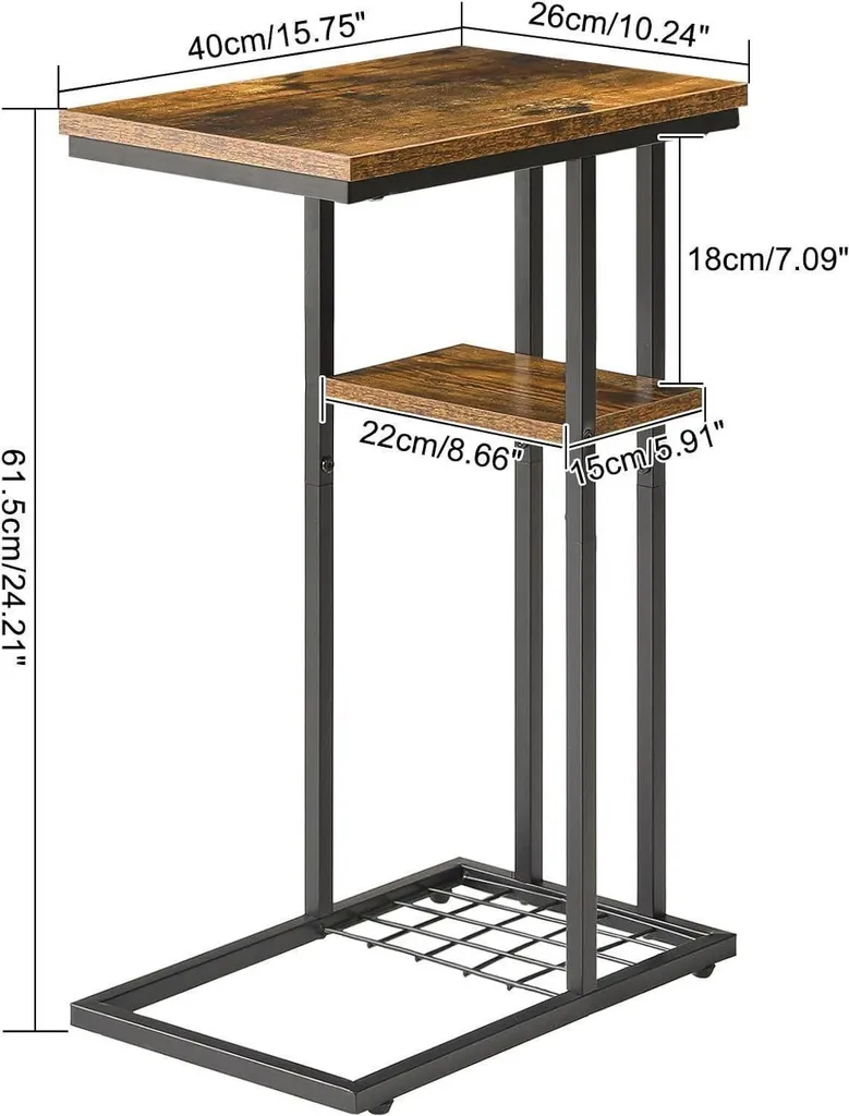 Offerta Set 2 Tavolini YMYNY - Stile Industriale e Ripiano Rete - 3