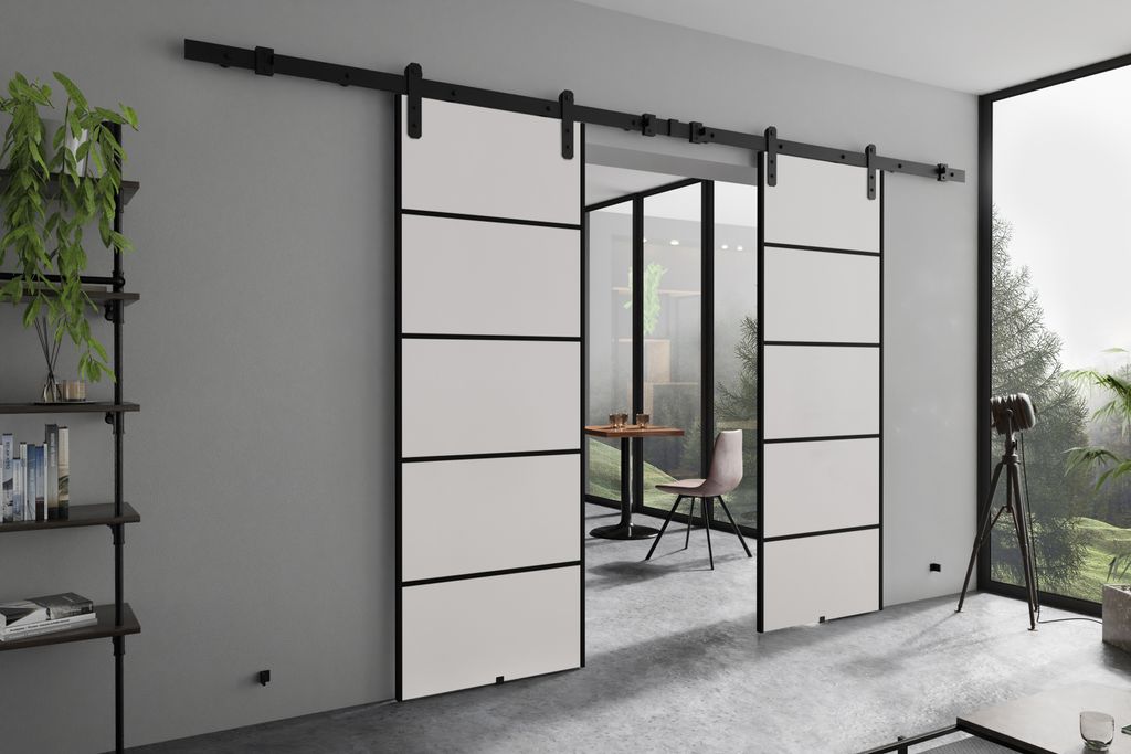 KIER FURNITURE AURA DUO PLUS – Schiebetür Komplettset – 132x205x1,6 cm - Weiß
