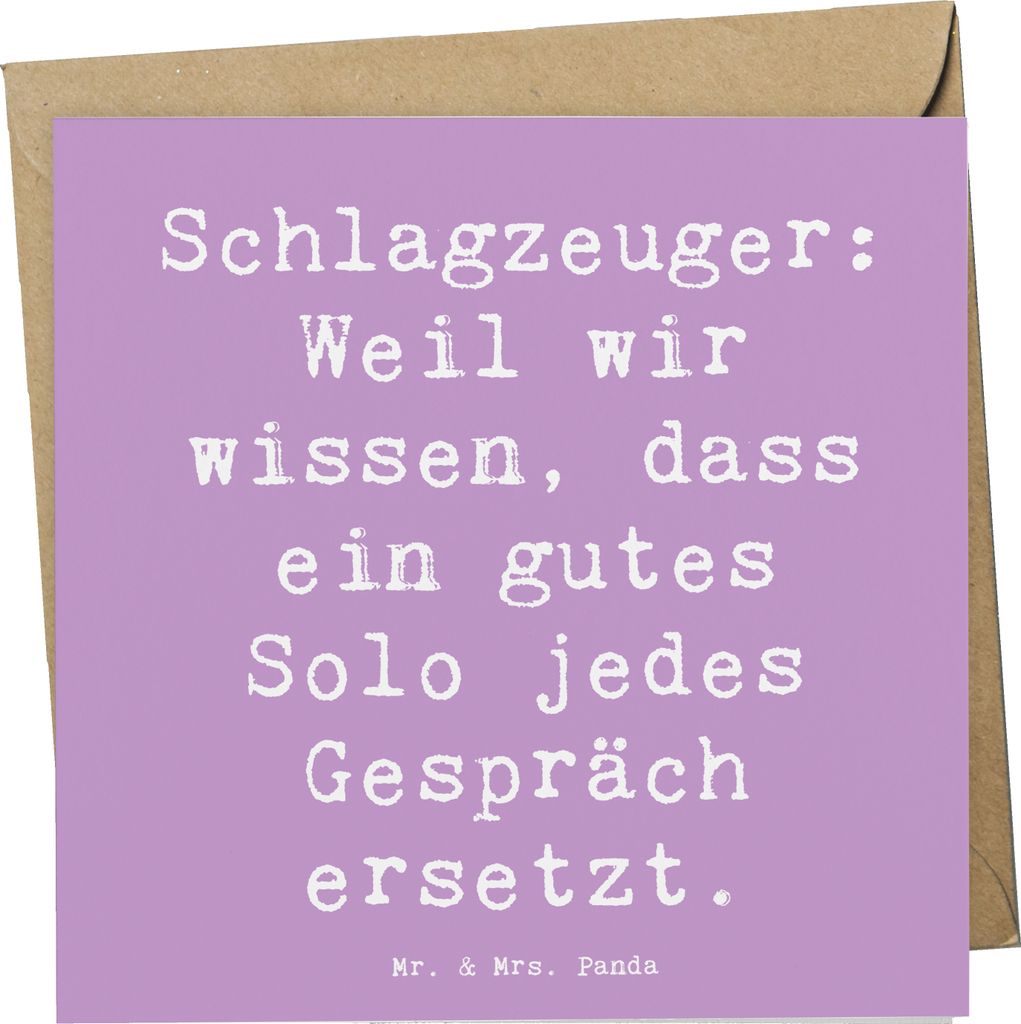 Mr. & Mrs. Panda Klappkarte Spruch Schlagzeug Solo - Lavendeltraum - Geschenk, Lernen, Performance, Musik, doppelkarte, Trommeln, Musiker, faltkart...