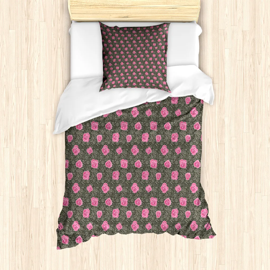 Set Copripiumino ABAKUHAUS Rosa Scuro 135x200 - Stile Charming Roses