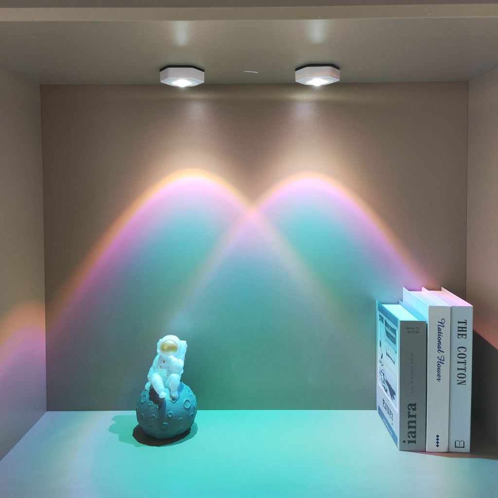 2er Set LED Spot Nachtlicht Dimmbar Batteriebetrieben Unterbauleuchte Schrankbeleuchtung, Blau