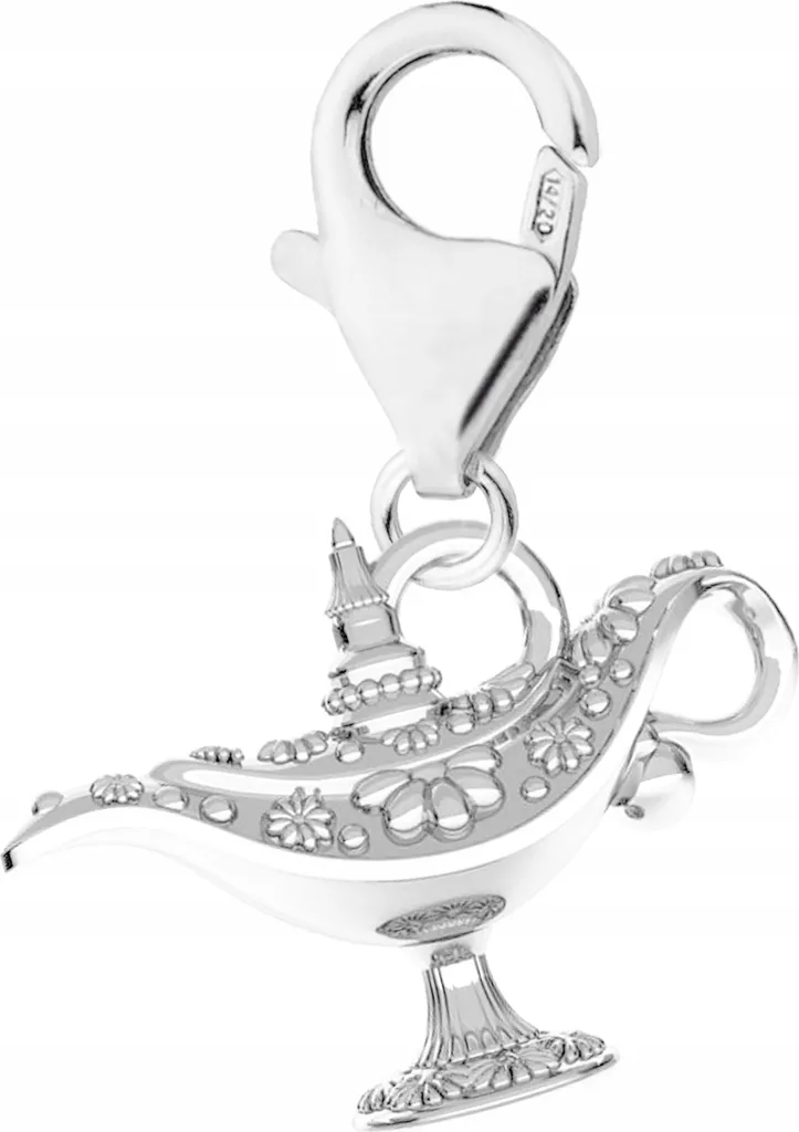 Charm Lampada di Aladino Argento 925 Portafortuna con Gancio