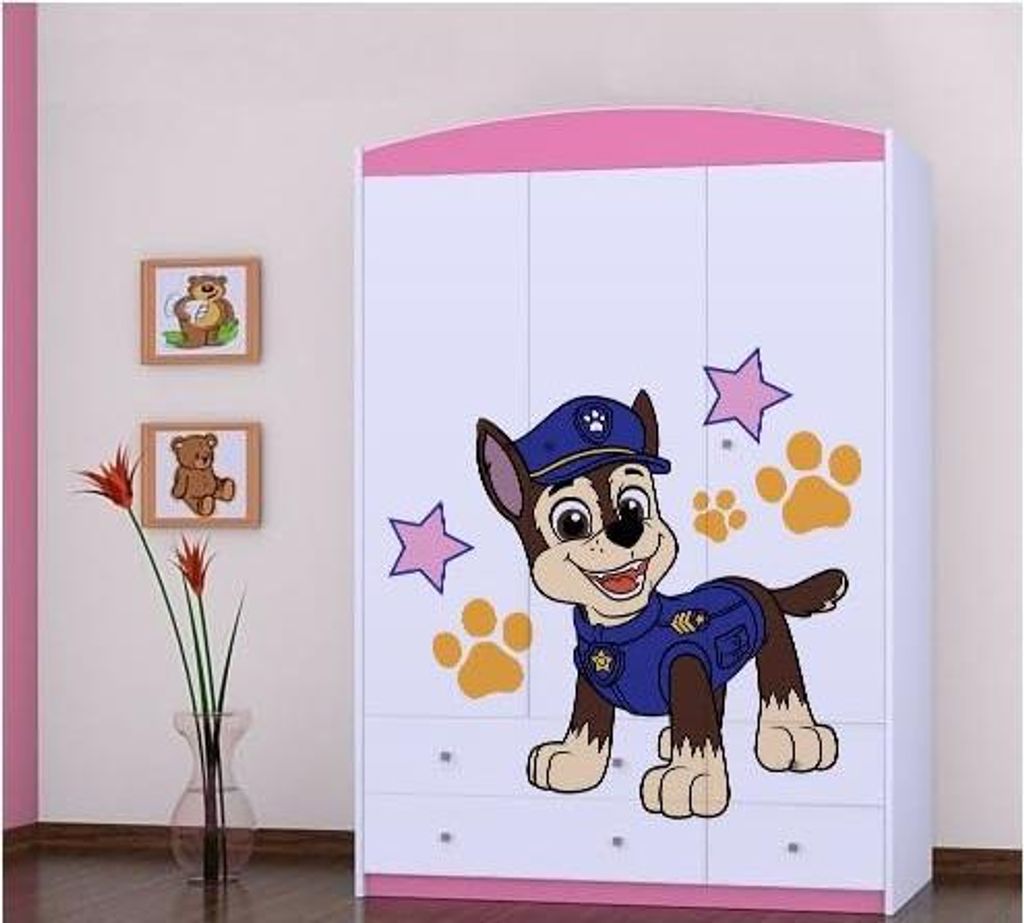 BDW, Kleiderschrank mit Schubladen, für Schlafzimmer, 128×190cm, 3-türig, Rosa 6