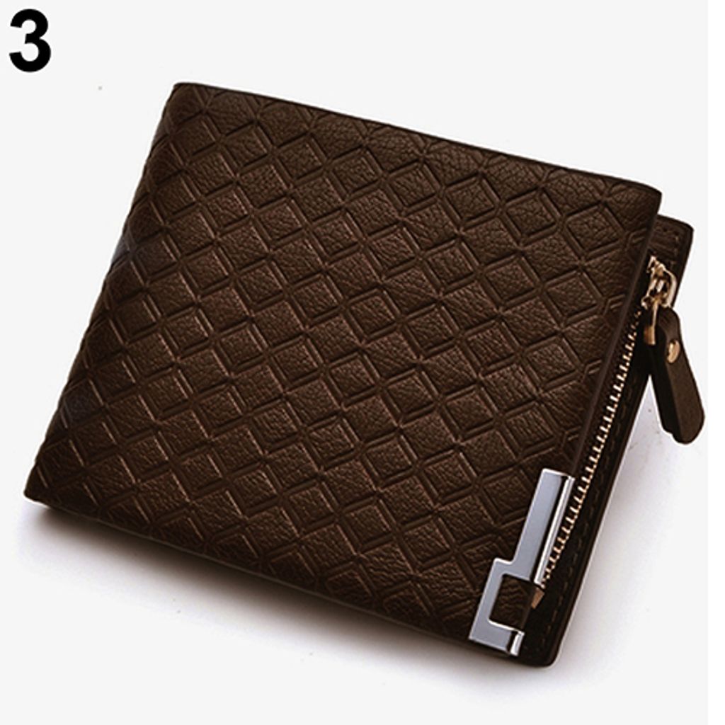 Herren Kunstleder Zip Bifold Geldbörse Geldscheinklammer Kartenhalter Tasche Clutch Geldbörse Schwarz